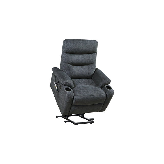Liyasi Electric Power Lift Recliner Chair with Massage and Heat for Elderly, 3 Positions, 2 Side Pockets, Cup Holders, USB Charge Ports, High-end Quality Cloth Power Reclining Chair For Living Room.