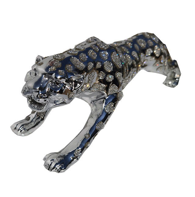 Ambrose Diamond Encrusted Chrome Plated Panther (29"L x 7"W x 8"H)