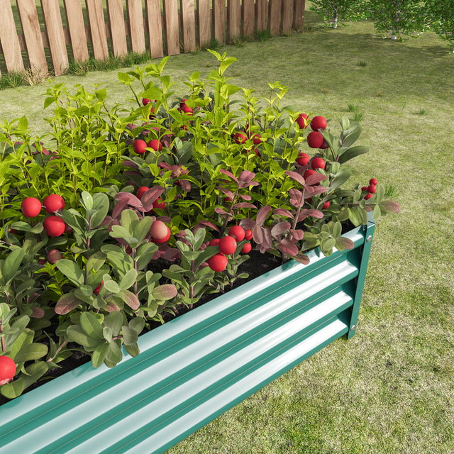 Metal Raised Garden Bed, Rectangle Raised Planter 4×2×1ft for Flowers Plants, Vegetables Herb Veezyo Green