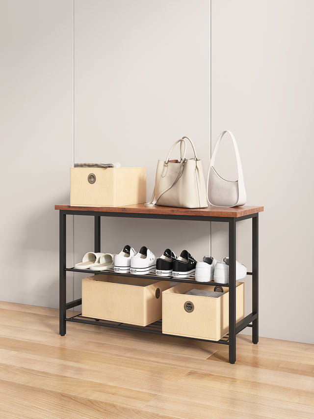 DN 3-Tier Metal Shoe Rack, Modern Multifunctional Shoe Storage Shelf with MDF Top Board, Tigger,1 pc per carton