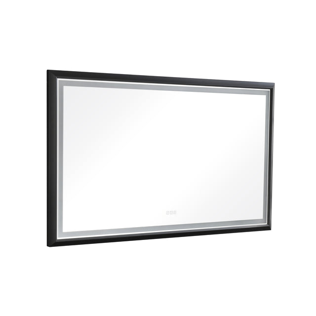 60in. W x 36in. H Oversized Rectangular Black Framed LED Mirror Anti-Fog Dimmable Wall Mount Bathroom Vanity Mirror Wall Mirror Kit For Gym And Dance Studio 36X 60