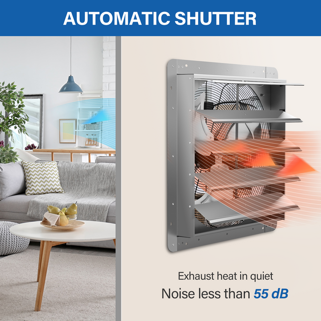 iPower 24 Inch Shutter Exhaust Fan Aluminum High Speed 1400RPM, 2750 CFM, 1-Pack, Silver