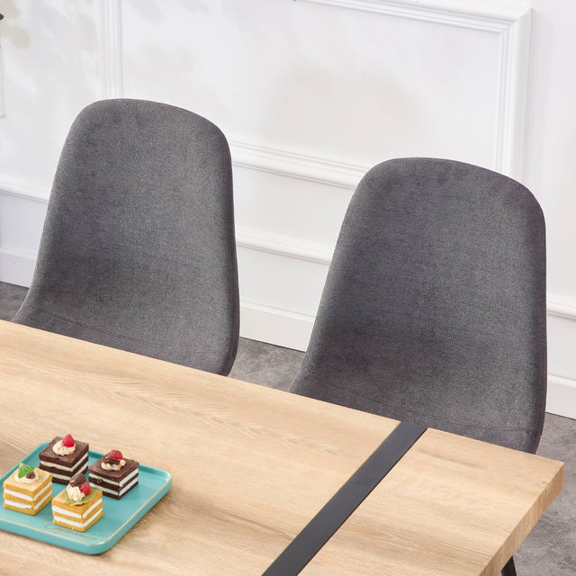 Dining Chairs Set of 4, Modern Mid-Century Style Dining Kitchen Room Upholstered Side Chairs, Accent Chairs with Soft Linen Fabric Cover Cushion Seat and Black Metal Legs,For Kitchen Lounge Farmhouse