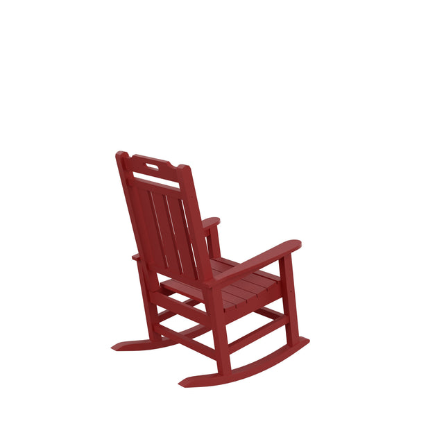 Presidential Rocking Chair HDPE Rocking Chair Fade-Resistant Porch Rocker Chair, All Weather Waterproof for Balcony/Beach/Pool Red