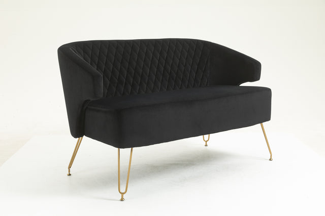 Twin Size Love seat Accent Sofa with Golden Metal Legs, Living Room Sofa with Tufted Backrest, 600 Pounds Weight Capacity