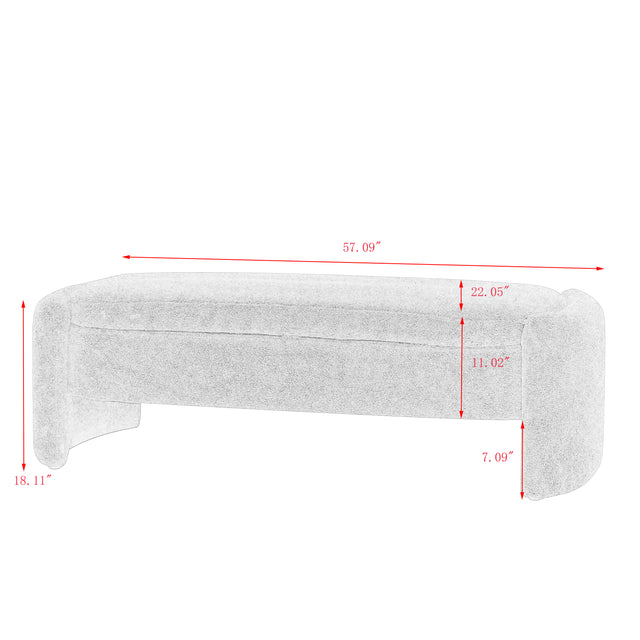 2152 Footstool with storage function gray teddy fabric suitable for hallway bedroom living room