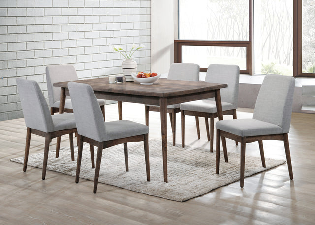 Grey Fabric Upholstered Dining Chair, Brown(Set of 2)