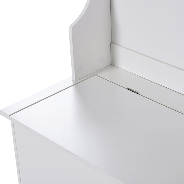 ON-TREND Hall Tree with 4 Hooks and Hinged Lid, Coat Hanger, Entryway Bench, Storage Bench, 3-in-1 Design, for Entrance, Hallway (White)