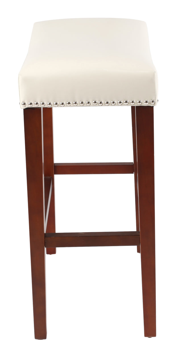 White Leather Barstool 2 pcs Set - 30 inch Seater height