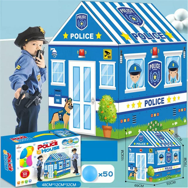 New Police Large Kid Play Tent, Kids Castle Tent House Camping Tents for Kids Indoor Outdoor