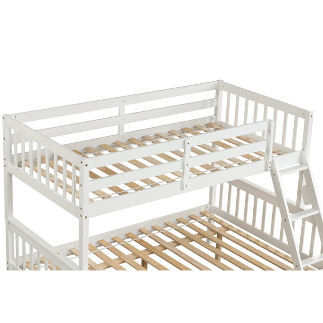 Twin Over Full Bunk Bed with Trundle, Convertible into 2 Beds, the Bunk Bed with Ladder and Safety Rails for Kids, Teens, Adults, White (Old Sku:W504S00030)