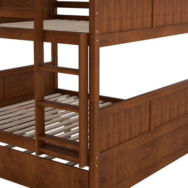 Full Over Full Bunk Bed with Twin Size Trundle, Walnut ( old sku: LP000250AAL)