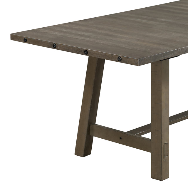 TREXM Retro Style Rectangular Dining Table Wood Extendable Dining Table with 18" Leaf, Seats up to 8 (Gray)