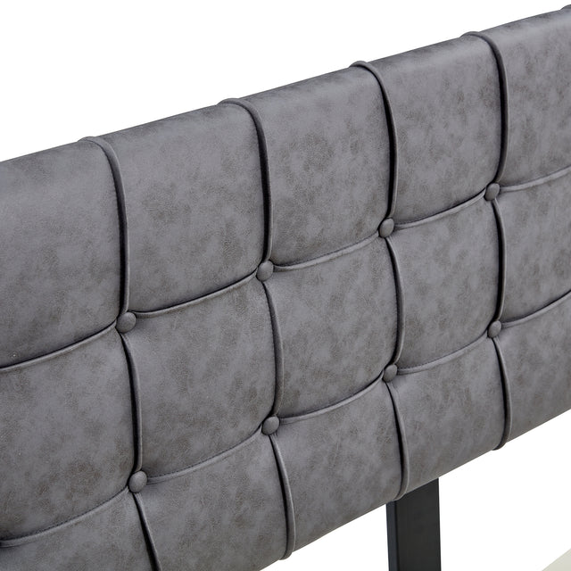 King Size Bed Frame, Tech cloth Upholstered Platform Bed Frame with Adjustable Headboard, Square Stitched Button Tech cloth Mattress Foundation with Wood Slats, Easy Assembly, No Box Spring Needed