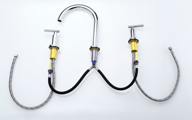 Two Handle High Arc Widespread Bathroom Sink Faucet 3 Hole