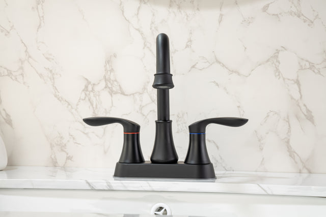 2-Handle Lavatory Faucet Brushed Nickel Bathroom Sink Faucet with Metal Pop-up Drain and Faucet Supply Lines