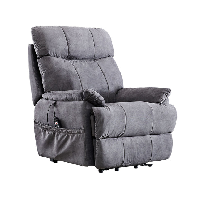 Large size Electric Power Lift Recliner Chair Sofa for Elderly, 8 point vibration Massage and lumber heat, Remote Control, Side Pockets, cozy fabric, overstuffed arm, heavy duty 230LB