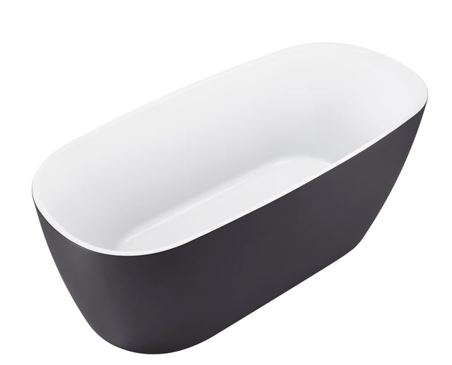 59" 100% Acrylic Freestanding Bathtub,Contemporary Soaking Tub,white inside and gray outside
