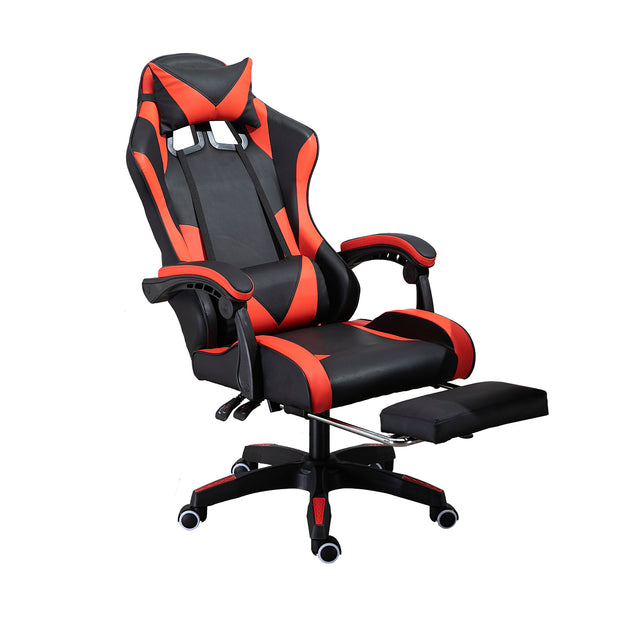 PU gaming chair, swivel recliner with adjustable backrest and seat height, high back gaming chair with footrest, office chair with 360° swivel, suitable for office or gaming
