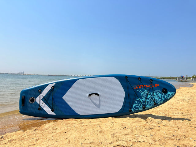 Inflatable Stand Up Paddle Board 9.9'x33"x5" With Premium SUP Accessories & Backpack, Wide Stance, Bottom Fin for Paddling, Paddle, Leash, Surf Control, Non-Slip Deck for Youth & Adult