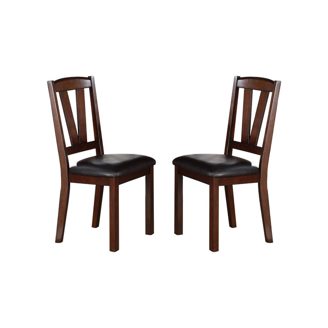 Black PU Upholstered Counter Height Dining Chairs, Dark Walnut, Set of 2
