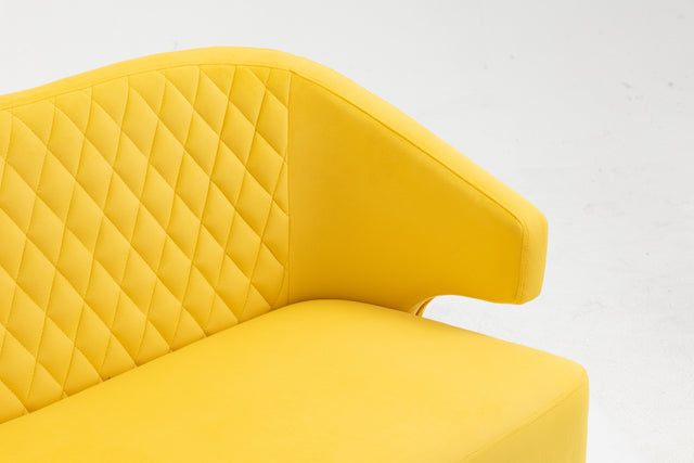 Twin Size Love seat Accent Sofa with Golden Metal Legs, Living Room Sofa with Tufted Backrest, 600 Pounds Weight Capacity