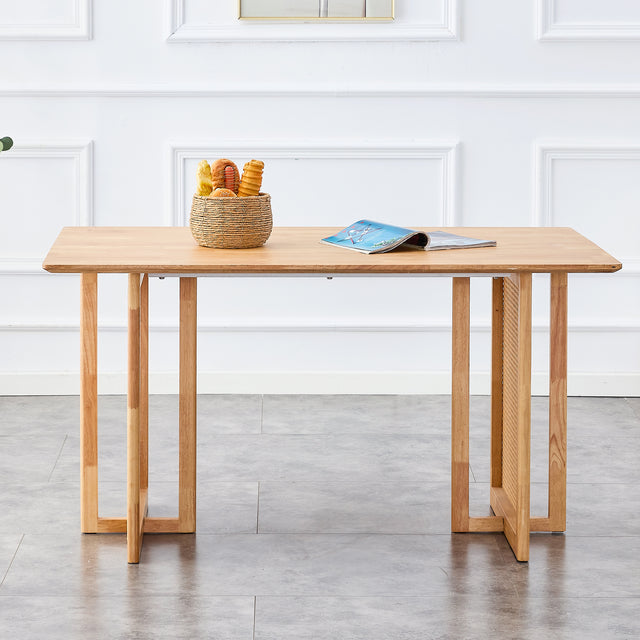 Dining Table.Chinese-style Rural Retro MDF Dining Table, Simple Modern Imitation Rattan Dining Table, Wooden Dining Table, Office Table.Suitable for Dining Room, Living Room and Office