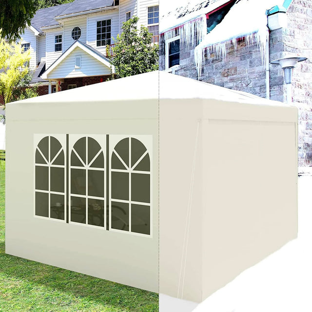 10x10 EZ Pop Up Canopy Outdoor Portable Party Folding Tent with 4 Removable Sidewalls + Carry Bag + 4pcs Weight Bag