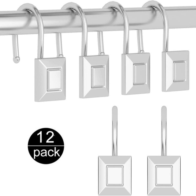 Silver Shower Curtain Hook, Zinc Alloy Hook, Set of 12