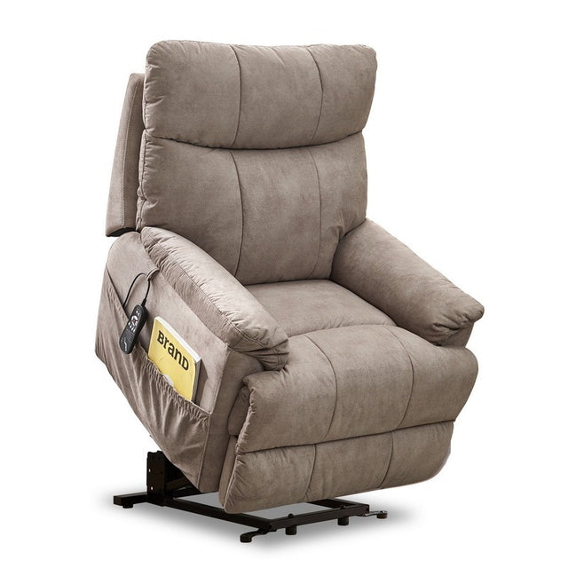 Large size Electric Power Lift Recliner Chair Sofa for Elderly, 8 point vibration Massage and lumber heat, Remote Control, Side Pockets, cozy fabric, overstuffed arm, heavy duty 230LB