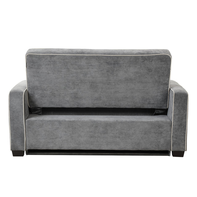 65.7" Linen Upholstered Sleeper , Pull Out Sofa Couch attached two throw pillows,Dual USB Charging Port and Adjustable Backrest for Living Room Space,Charcoal Gray