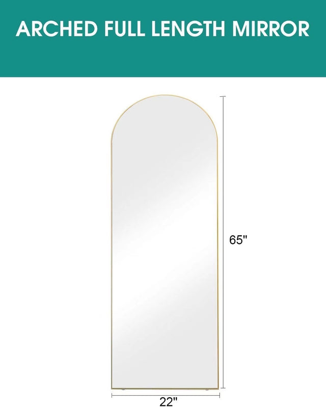 Gold 65 x 22 In Arch Stand full-length mirror