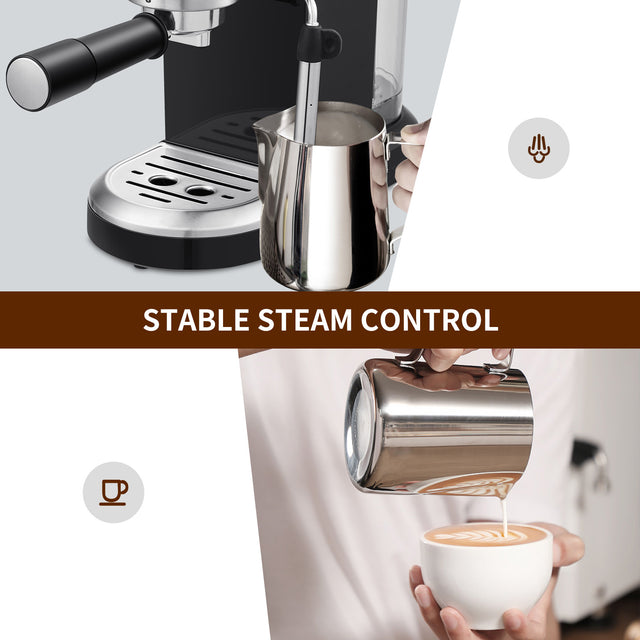 20 Bar Espresso Machine , 1350W High Performance, 1.4 Ldetachable transparent water tank, Thermo block beating system,With safety valve(Banned from selling on Amazon)