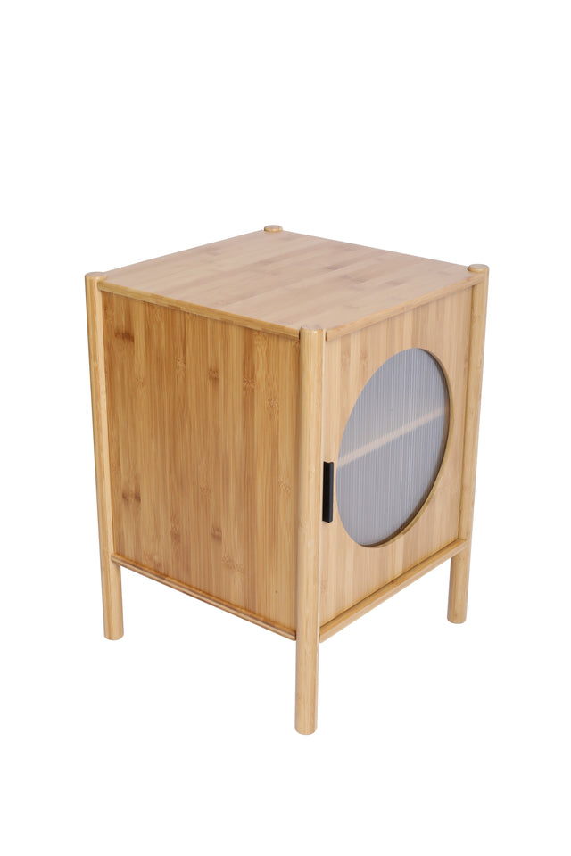 1 Door nightstand,Bamboo Mid Century Modern Nightstand,Bedside Table Accent End Table Side Table for Bedroom, Living Room, Natural