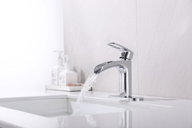 Bathroom Faucet Waterfall Bathroom Faucet Pop Up Drain Bathroom Sink Faucet,Faucet for Bathroom Sink,Single Handle Single Hole Bathroom Faucets