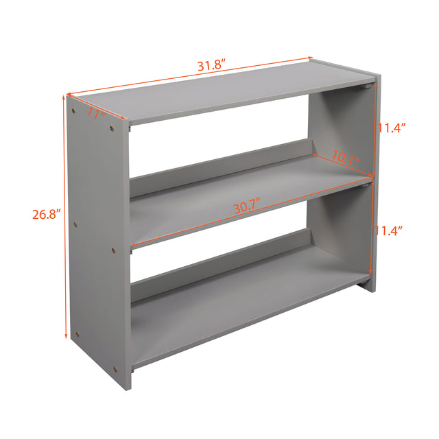 Low Twin Size Loft Bed with Cabinets, Shelves and Slide - Gray(OLD SKU :LP000503AAE)