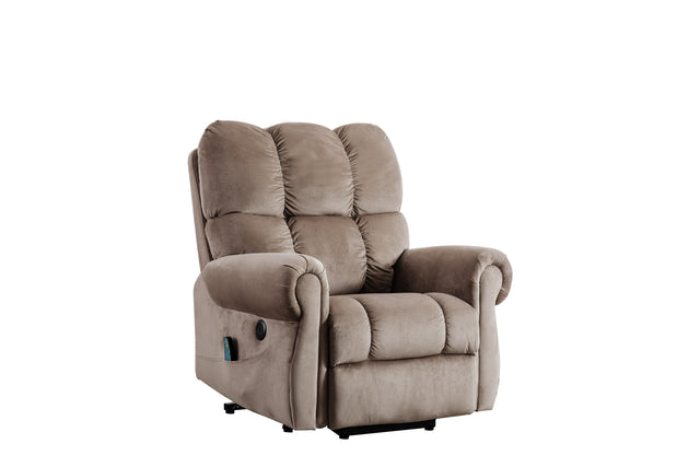 Electric lift recliner with heat therapy and massage, suitable for the elderly, heavy recliner, with modern padded arms and back, camel