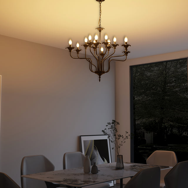 Retro American style stamen-shaped iron chandelier -12 bulbs -E12 lamp holder