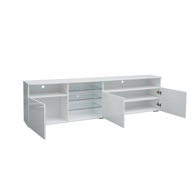 TV Stand High Gloss Doors Modern TV Stand LED (White)