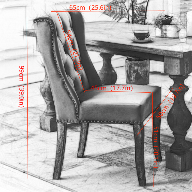 A&A Furniture,Wingback Dining Chair,Traditional Tufted Upholstered America Luxury Chairs, Country Cottage Farm Beach Dining Kitchen Vintage Style Side Chair, Velvet Fabric Wood, Set of 2,Black