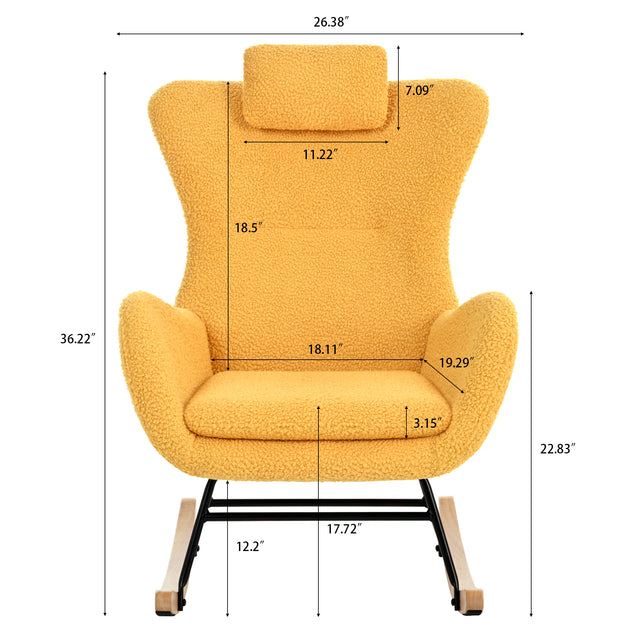 Rocking Chair - with rubber leg and cashmere fabric, suitable for living room and bedroom