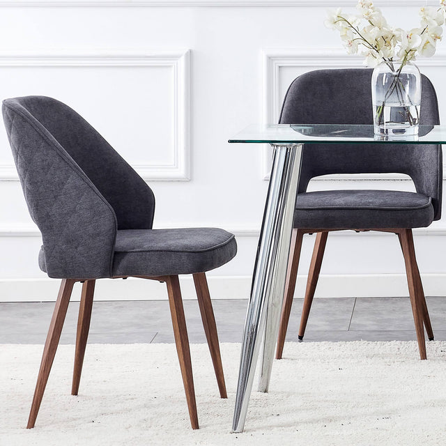 Modern Dining Chairs, Velvet Accent Chair, Living Room Leisure Chairs, Upholstered Side Chair with Metal Legs for Dining Room Kitchen Vanity Patio Club Guest (Set of 2) ( Dark Grey Office Chair)