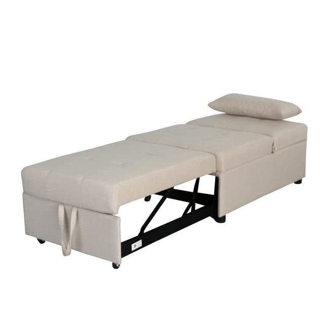 Folding Ottoman, Sofa Bed, Chair (Beige)