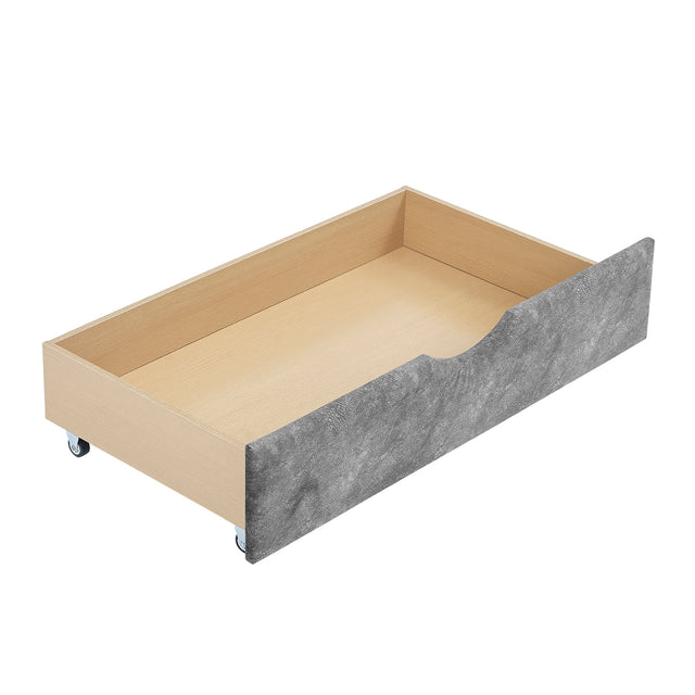 Full Size Daybed with Drawers Upholstered Tufted Sofa Bed, with Button on Back and Copper Nail on Waved Shape Arms,Grey(80.5“x55.5”x27.5“)