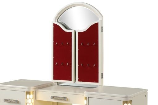 Jasmine King 6 Pc Unique LED Vanity Bedroom Set made with Wood in Beige