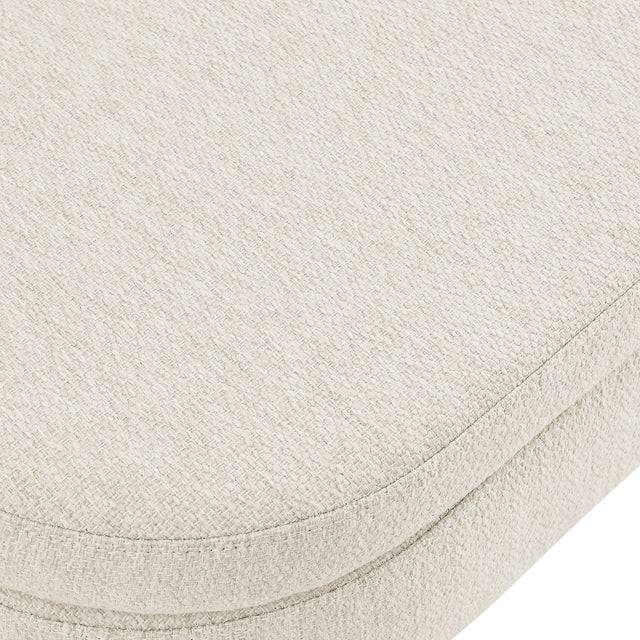 Ottoman Oval Storage Bench, Rubber Wood Legs, Beige(43.5“x16”x16“)