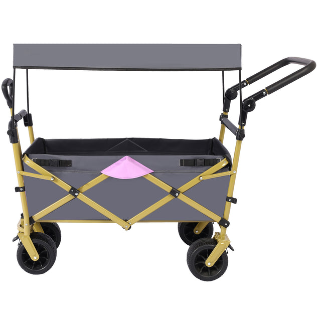 Push & Pull Utility Folding Wagon with Removable Canopy