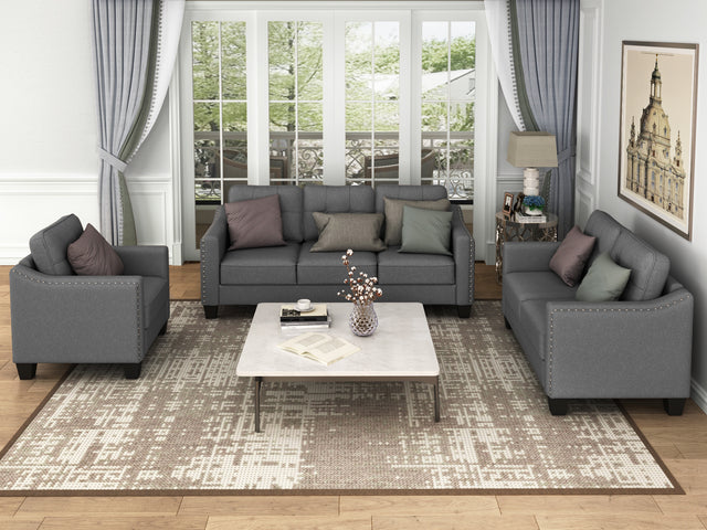 U_STYLE 3 Piece Living Room Set with tufted cushions.
