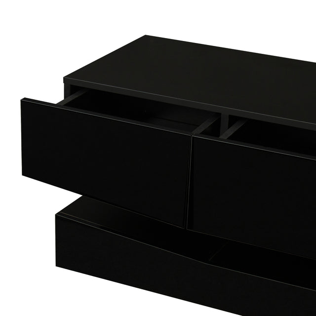 LED TV Stand for 55 inch TV, Modern Entertainment Center with LED Lights, TV & Media Furniture Console for Under TV Living Game Room Bedroom,Black