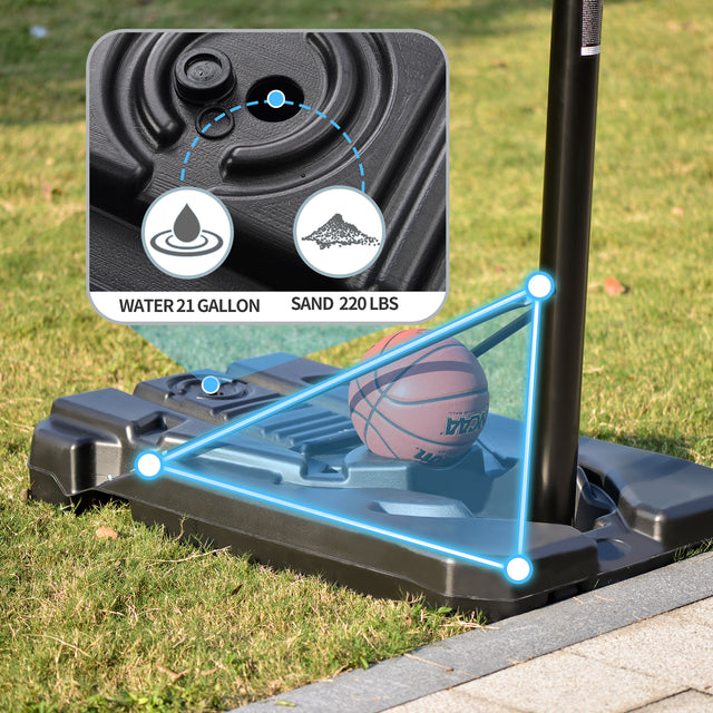 Portable Basketball Hoop & Goal, Outdoor Basketball System with 6.6-10ft Height Adjustment for Youth, Adults